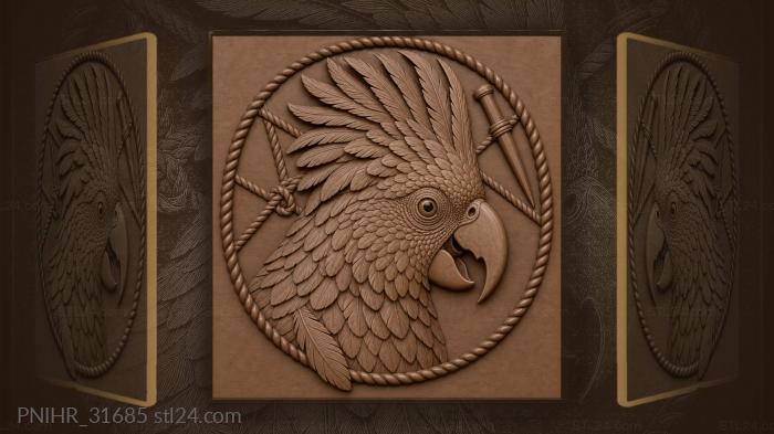 Parrot head nautical oval detail 3d STL model