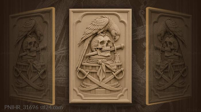 Parrot skull and pirate weaponry 3d STL model