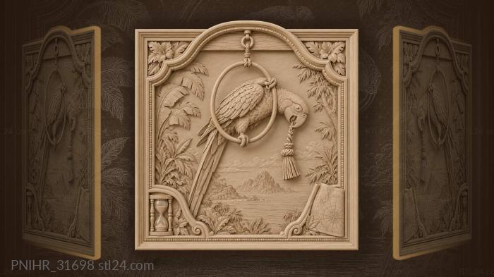 Parrot chases a tassel from its hoop 3d STL model