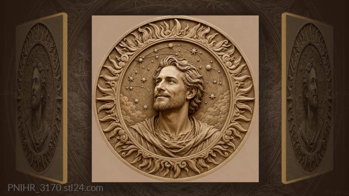 Man among stars celestial portrait 3d STL model