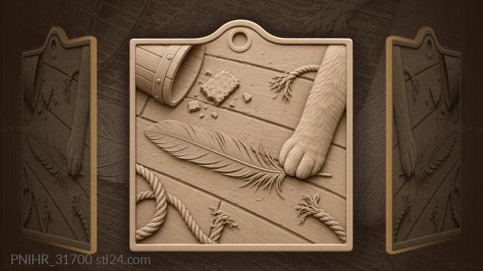 Ship cat catches a windblown feather 3d STL model
