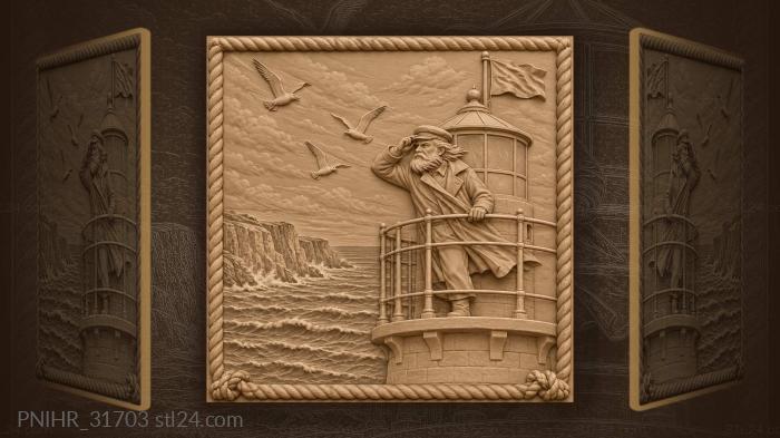 Keeper braces himself against ocean gusts 3d STL model