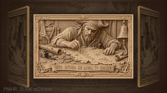 Pirate charting a forgotten coastline 3d STL model