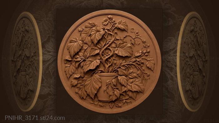 Flourishing houseplant in pot 3d STL model