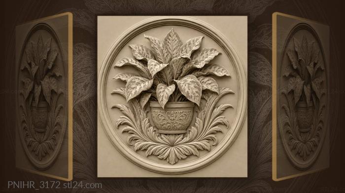 Variegated plant in a pot 3d STL model