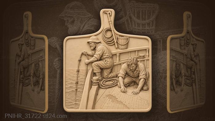 Depth sounding nautical scene sailors 3d STL model