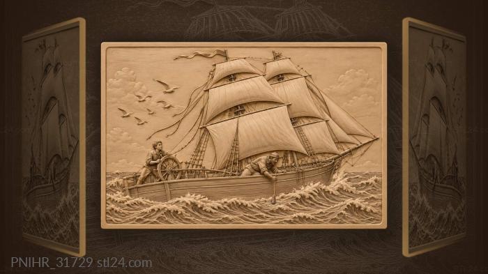 Brig races while boy holds course 3d STL model