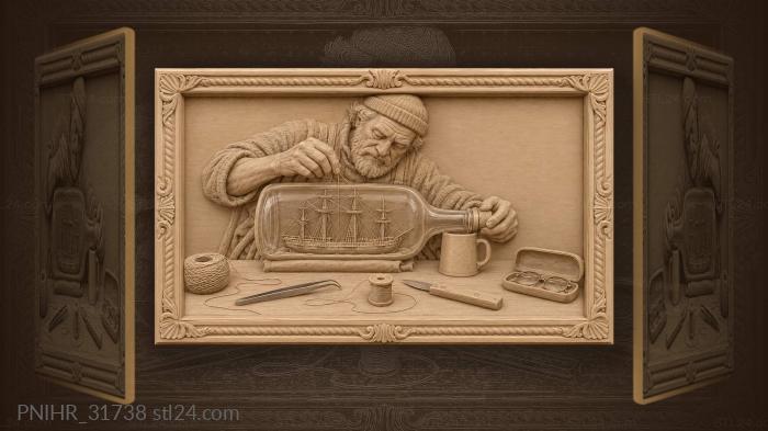 Old sailor tightens rigging through bottleneck 3d STL model