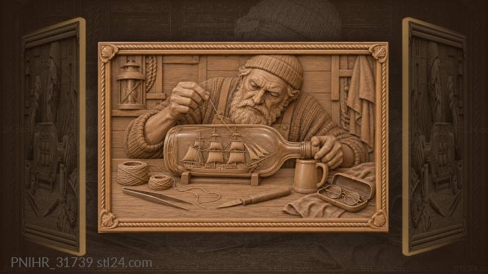 Craftsman threads tiny ship beneath patience label 3d STL model