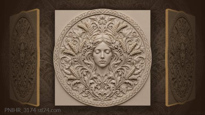 Wheat and vine framed beauty 3d STL model