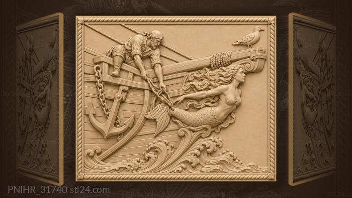Mermaid and ships sweeping bow 3d STL model