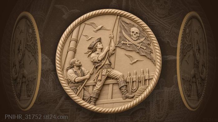 Young sailor hoisting the skull and sabres flag 3d STL model