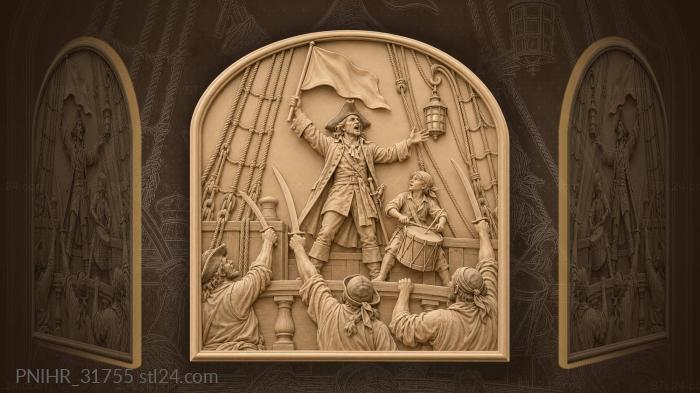 Captain signaling crew with flag 3d STL model