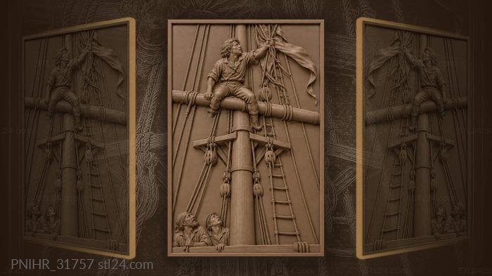 Sailor untangling ship’s signal flag 3d STL model