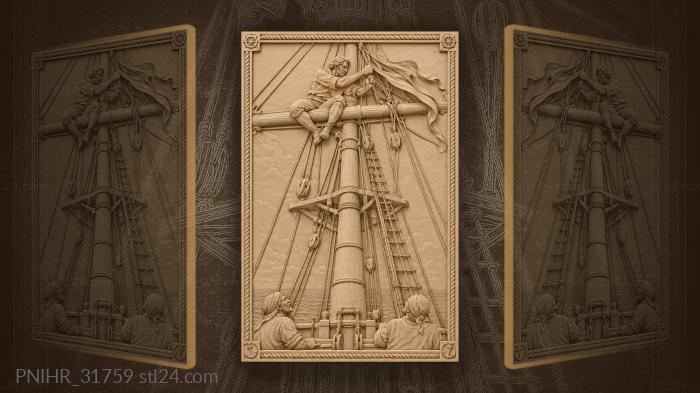 Sailor untangling flag on mast 3d STL model