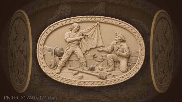 Gunner with flag and cannonball 3d STL model