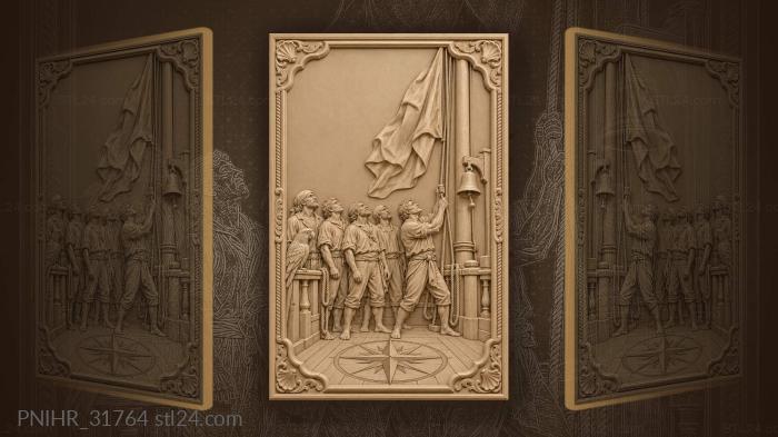 Boatswain hoists colors during dawn watch 3d STL model