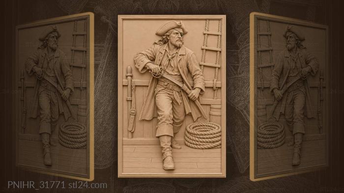 One eyed captain drawing his cutlass 3d STL model
