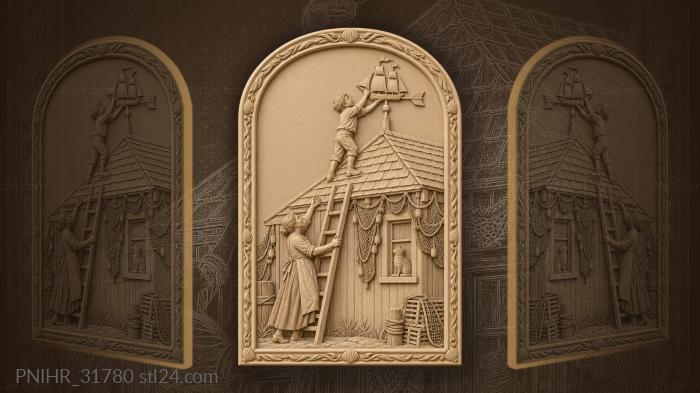 Boy freeing ship weathervane mother helps 3d STL model