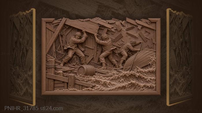 Storm fishermen saving coastal workshop 3d STL model