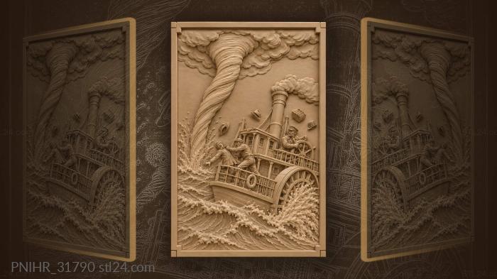 Steamboat under wild waterspout 3d STL model