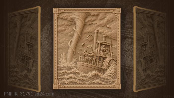 Steamboat under swirling waterspout rescue 3d STL model
