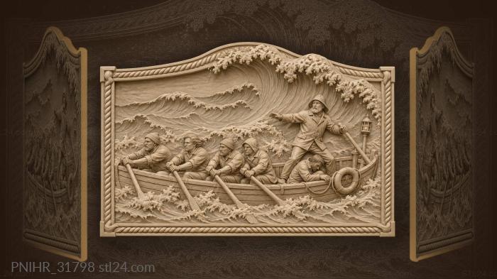 Ninth wave rescue boat struggle 3d STL model