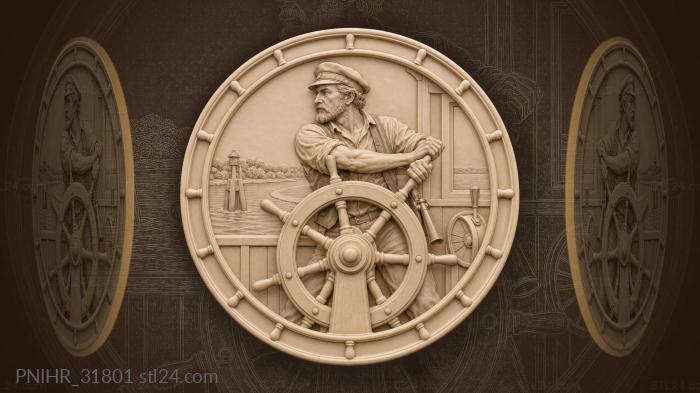 River steamboat helmsman at the wheel 3d STL model
