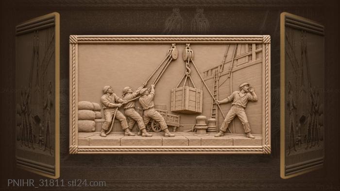 Crew hauls the rope in unison 3d STL model