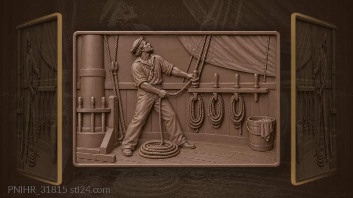 Sailor with halyard and belaying pin 3d STL model