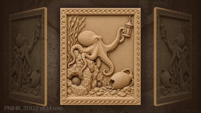 Octopus and lantern ancient depths 3d STL model