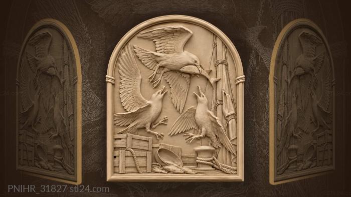 Rival gulls chase the stolen catch 3d STL model