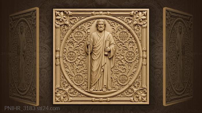 Standing elder among small medallions 3d STL model
