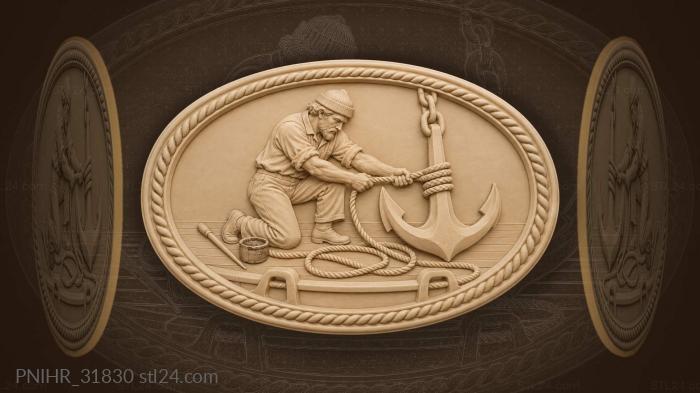 Sailor with anchor and rope 3d STL model