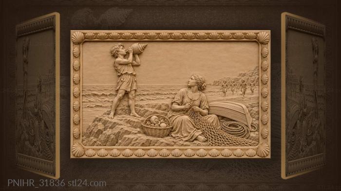 Blowing a conch above the shore 3d STL model