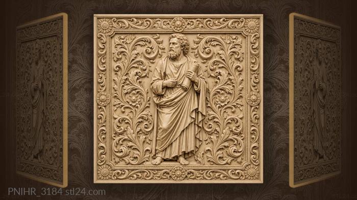 Old man ringed by floral scrolls 3d STL model