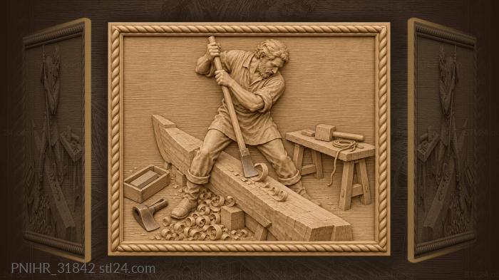 Carpenter crafting a boat’s side 3d STL model
