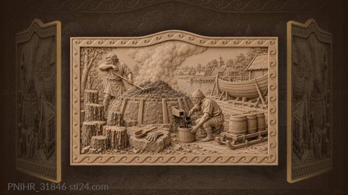 Tarman pours tar into a bucket 3d STL model