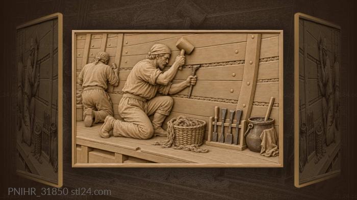 Ship caulker at work seam repair 3d STL model
