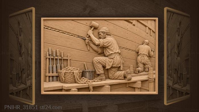 Ship caulker working hull seam 3d STL model