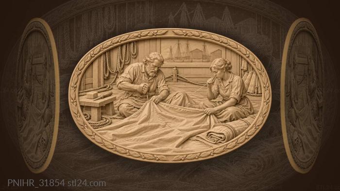Sailmaker stitches a doubled sail seam 3d STL model