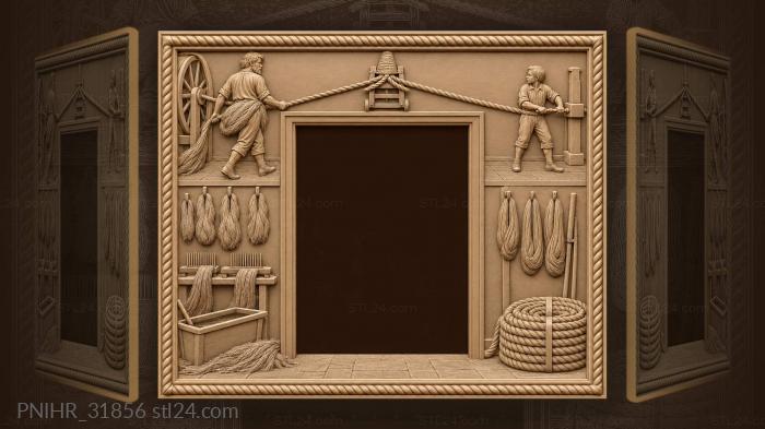 Boy turns crank to twist rope 3d STL model