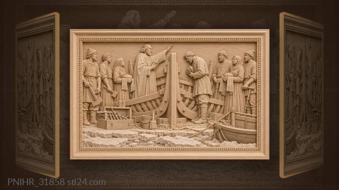 Priest blesses keel before shipwrights 3d STL model