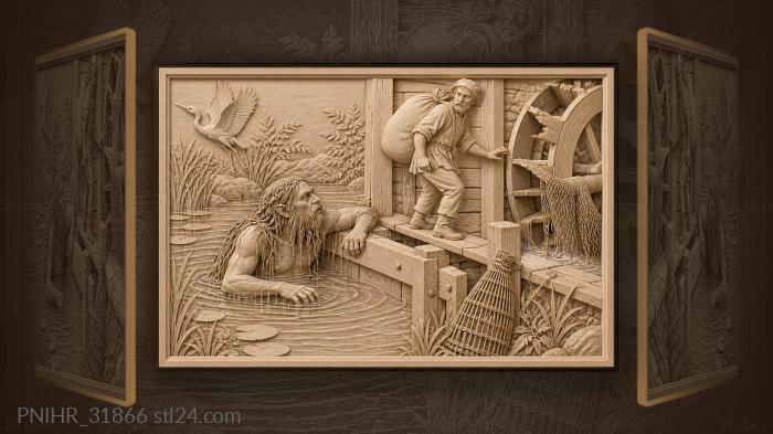 Vodyanoy and miller by the mill 3d STL model