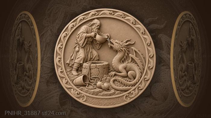 Old man and thirsty dragon 3d STL model