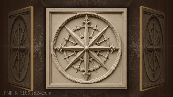 Nautical compass rose direction finder 3d STL model