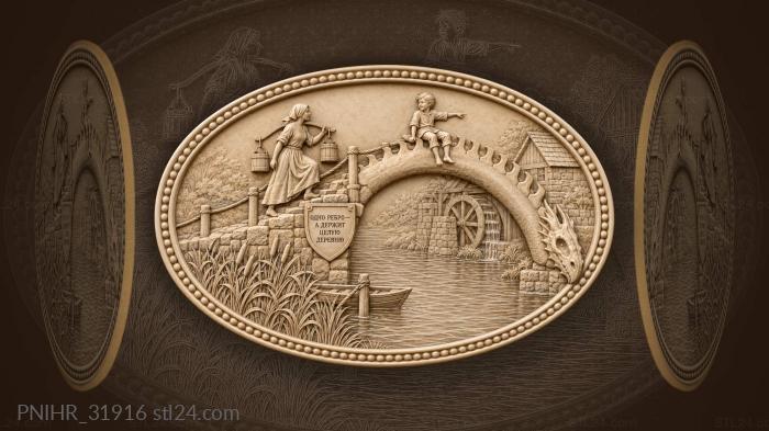 Dragon bridge village life scene 3d STL model