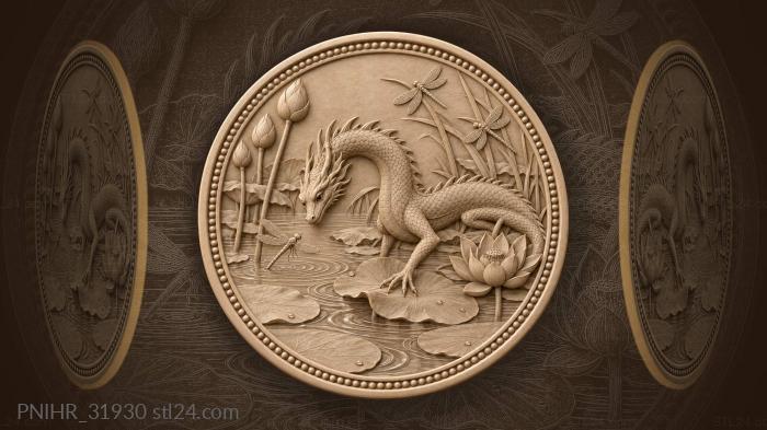 Dragon and lotus summer scene 3d STL model