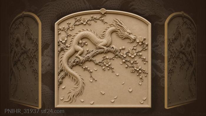 Dragon sniffs a wild plum blossom 3d STL model