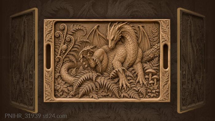 Fernbound dragon kicks a frond from toes 3d STL model